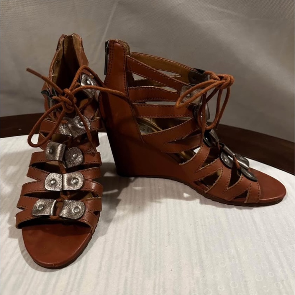 Dolce Vita Brown Leather Wedge Sandals